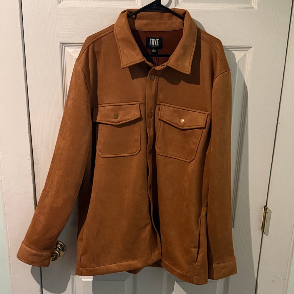 Frye Men's Faux Suede Shirt Jacket Toffee